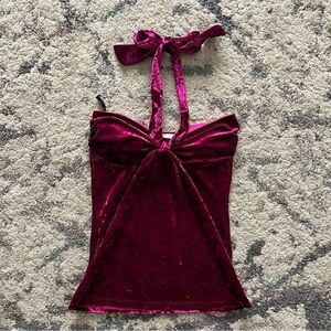 Vintage Suzy Shier Purple Crushed Velvet Halter Top